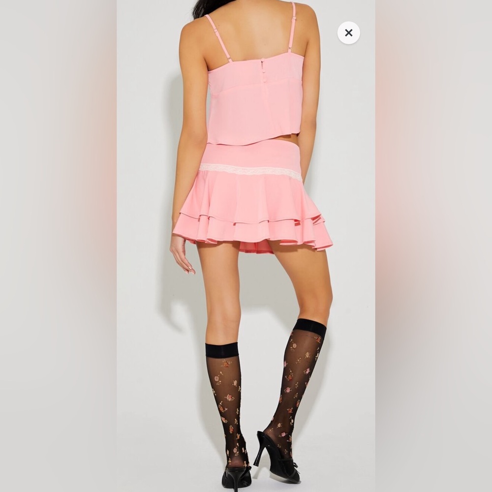NWT Betsey Johnson x f21 Rosette Cami Mini Skirt Set sz M coquette balletcore - Picture 3 of 10